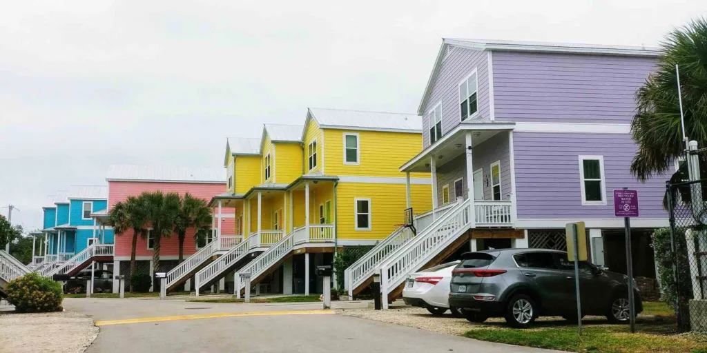 Row of colorful Florida Keys houses - Lindholm Exteriors